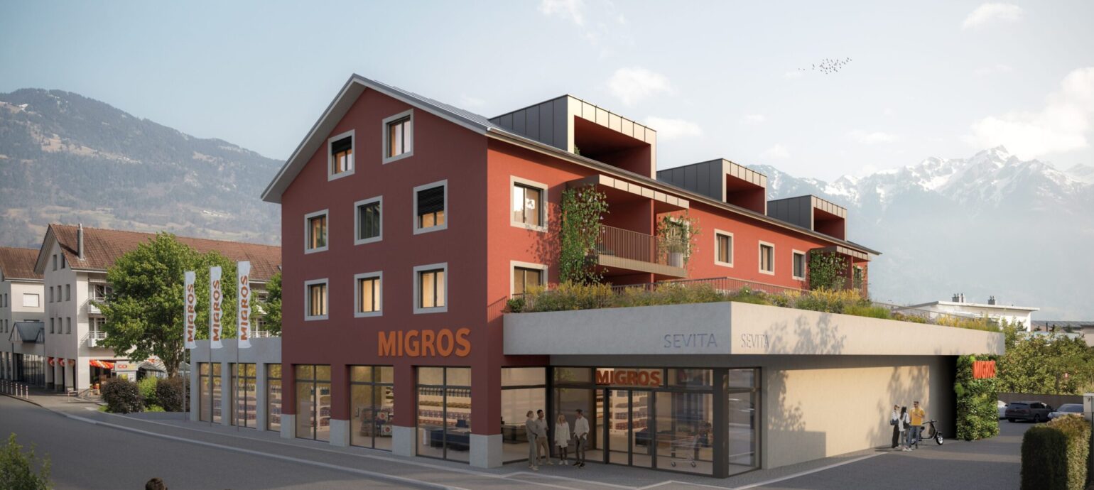 Neu 10.4.2024 Aussenvisualisierung Migros Sevelen